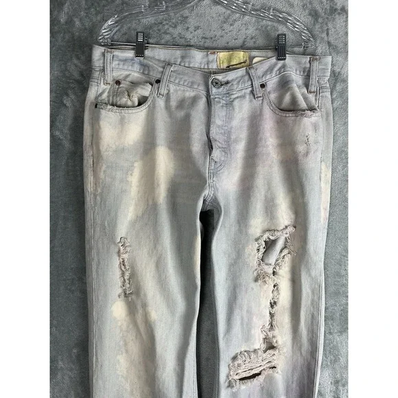 Vintage Y2K Hollister Low Rise Bootcut Mens Jeans 34x32 Thrashed Destroyed Baggy